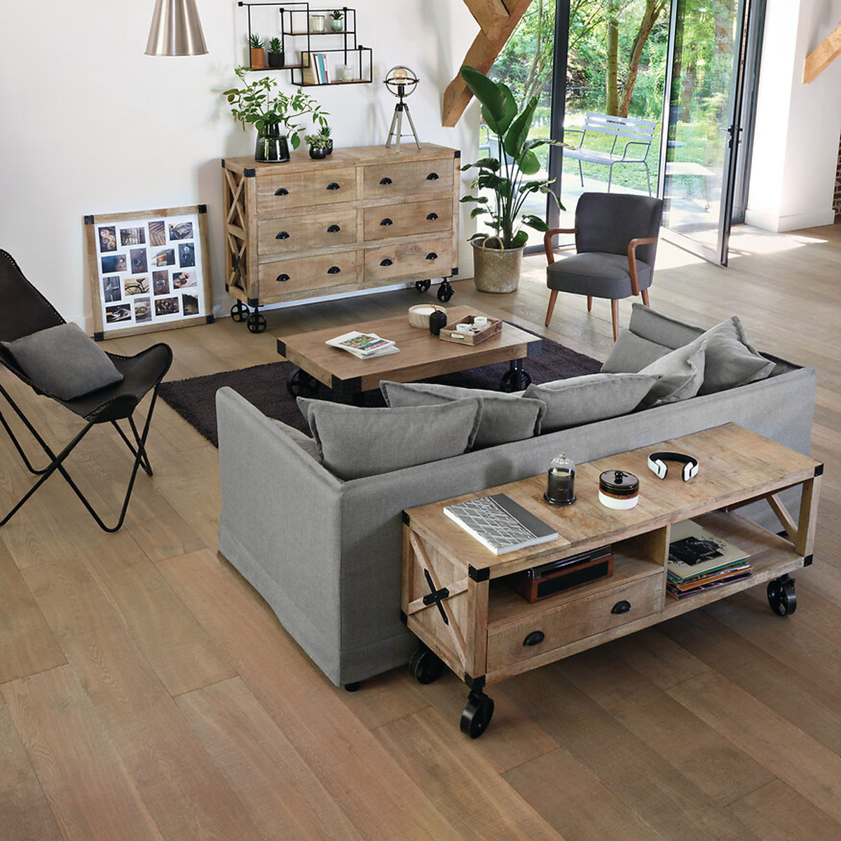 M&oacute;vel para tv com 1 gaveta SILAS bege em madeira mango