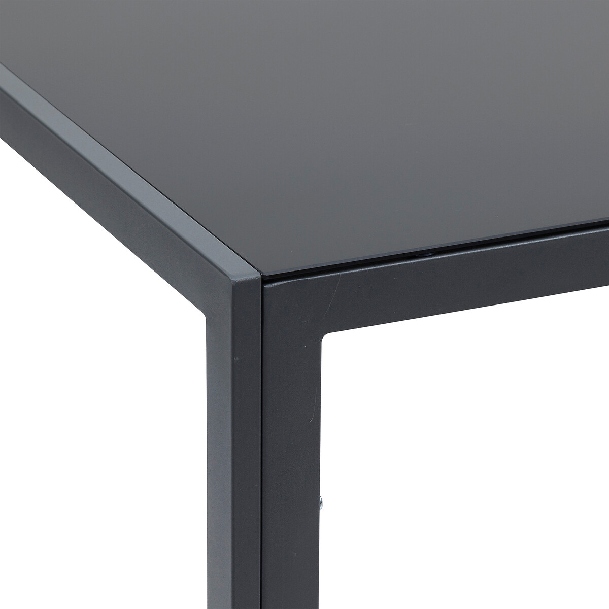 Mesa de exterior em a&ccedil;o e vidro temperado preto