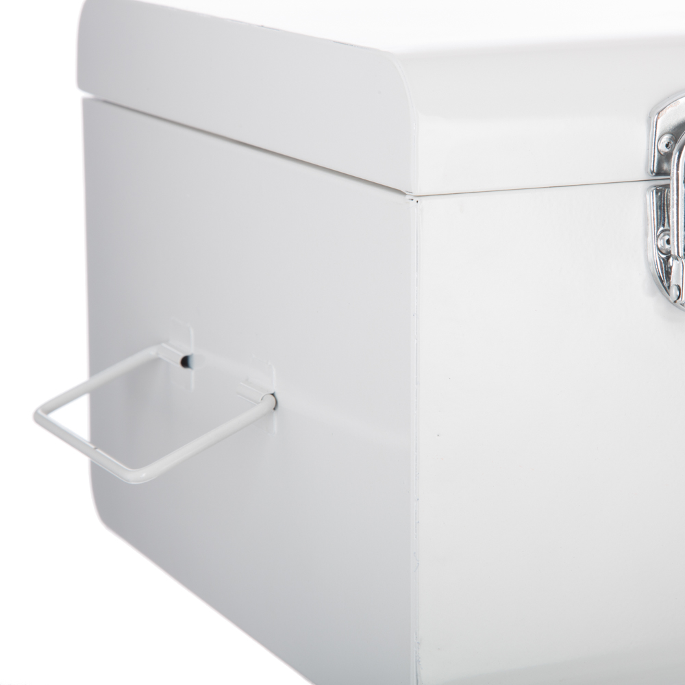 Baú de metal branco 16x23x39cm,  Baú de metal branco 16x23x39cm
