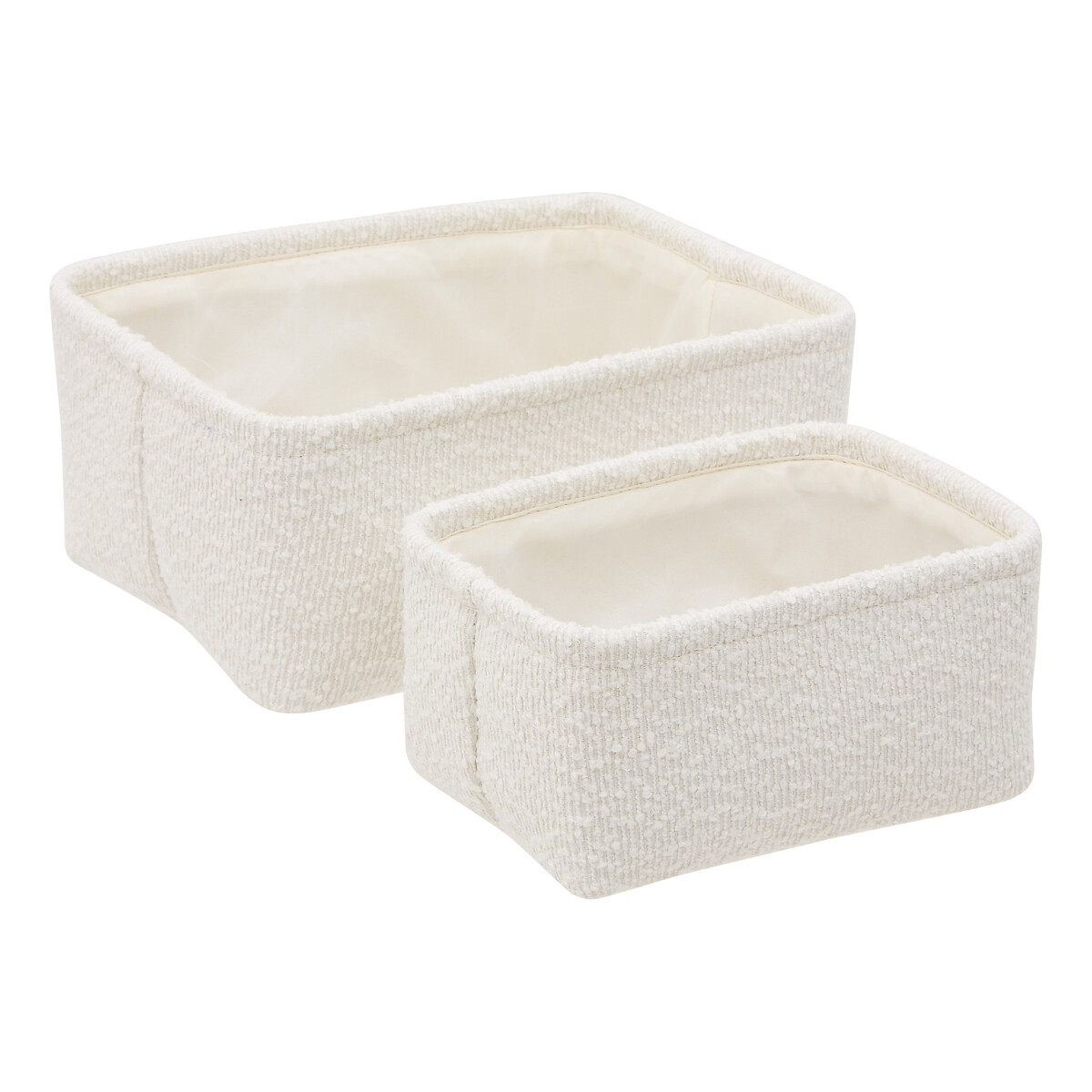 Conjunto de 2 cestos brancos em tecido boucl&eacute;