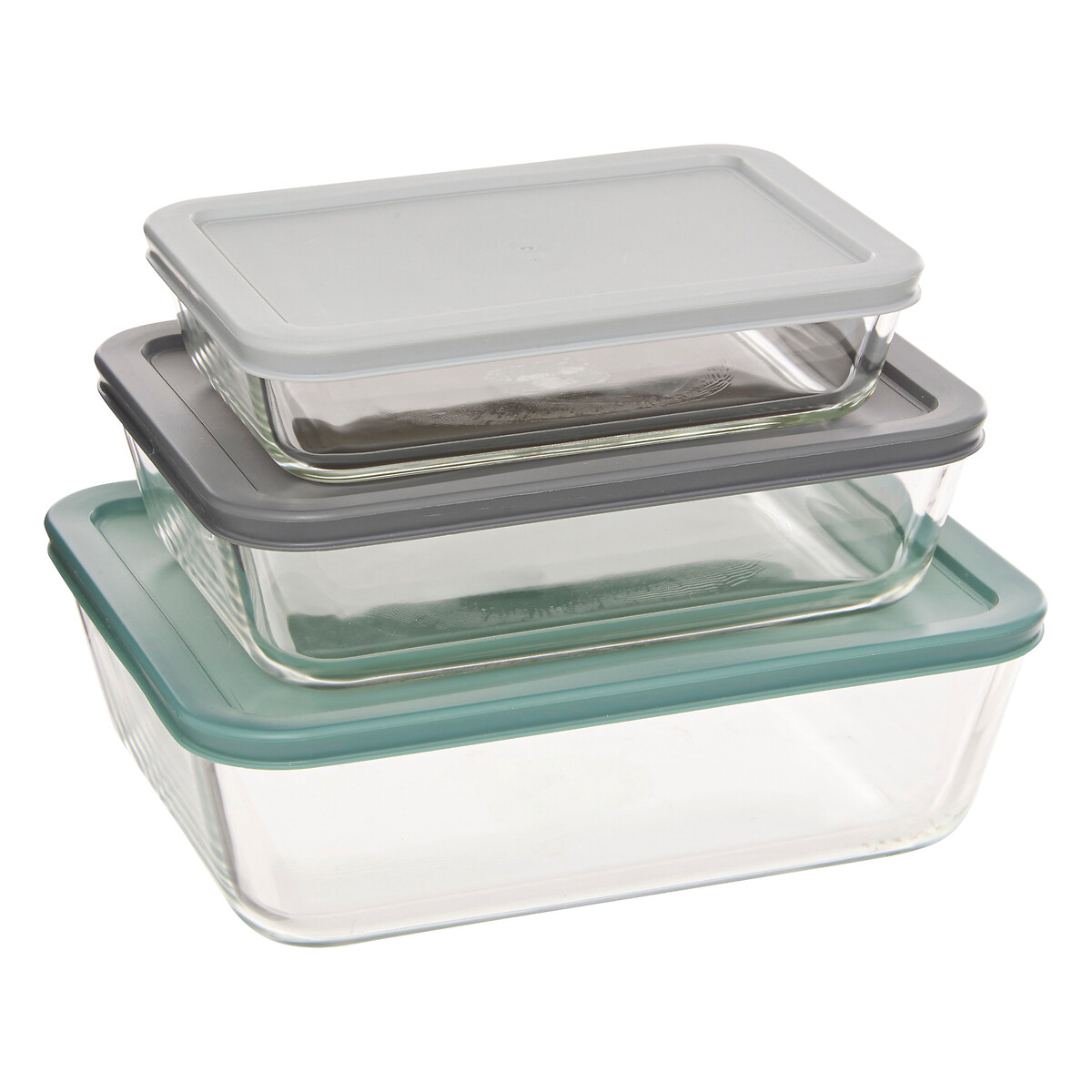 Conjunto de 3 caixas herm&eacute;ticas de vidro