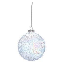 Bola de vidro efeito iridescente com relevo