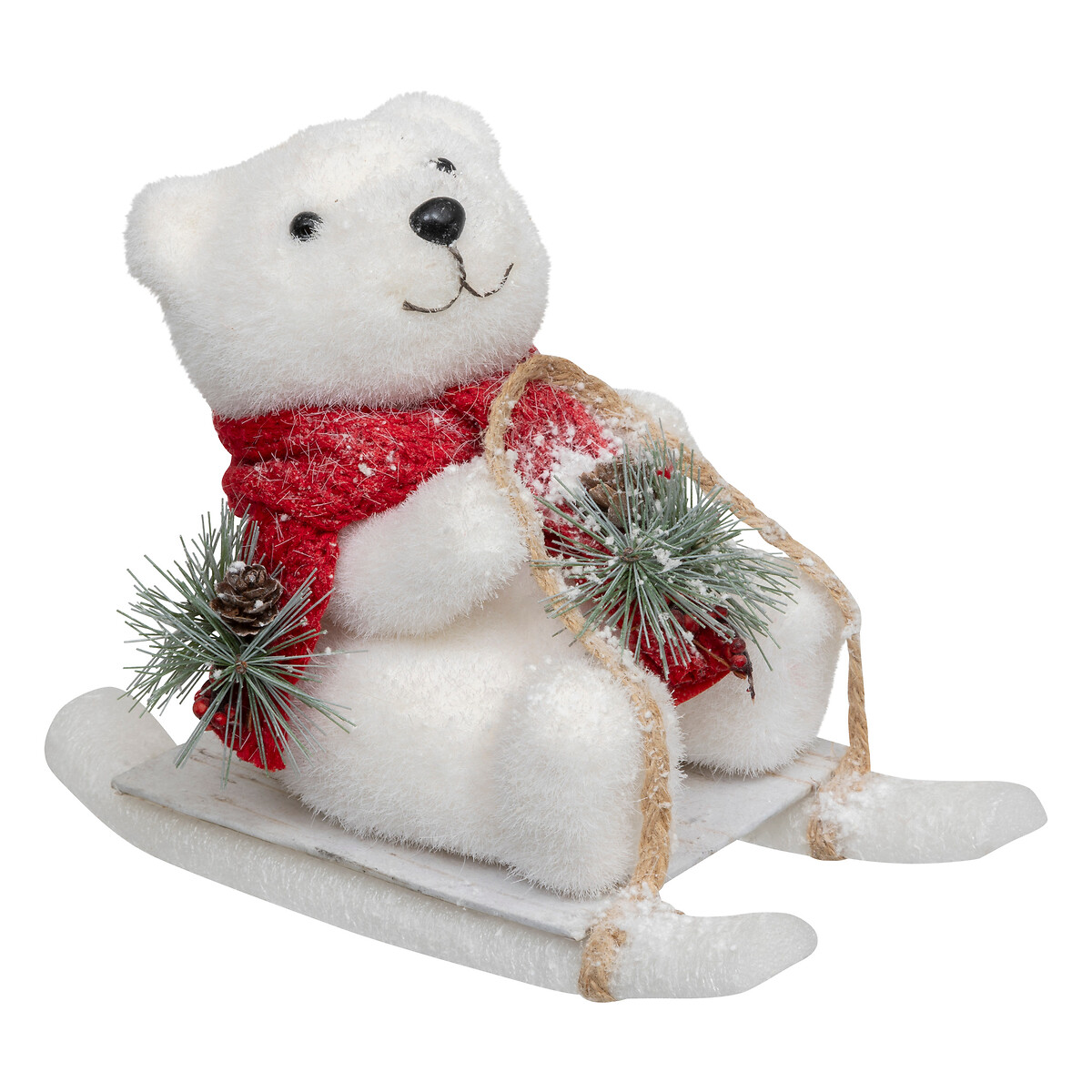 Figura urso polar com tren&oacute; e cachecol
