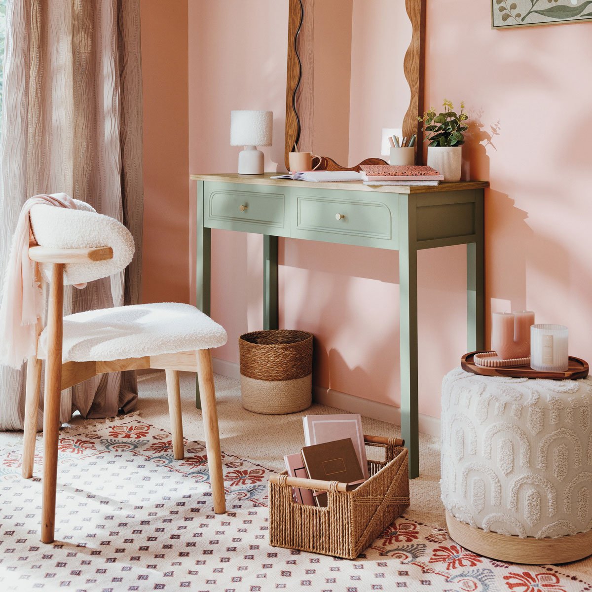 Pufe COPAS branco em madeira pinho D38cm