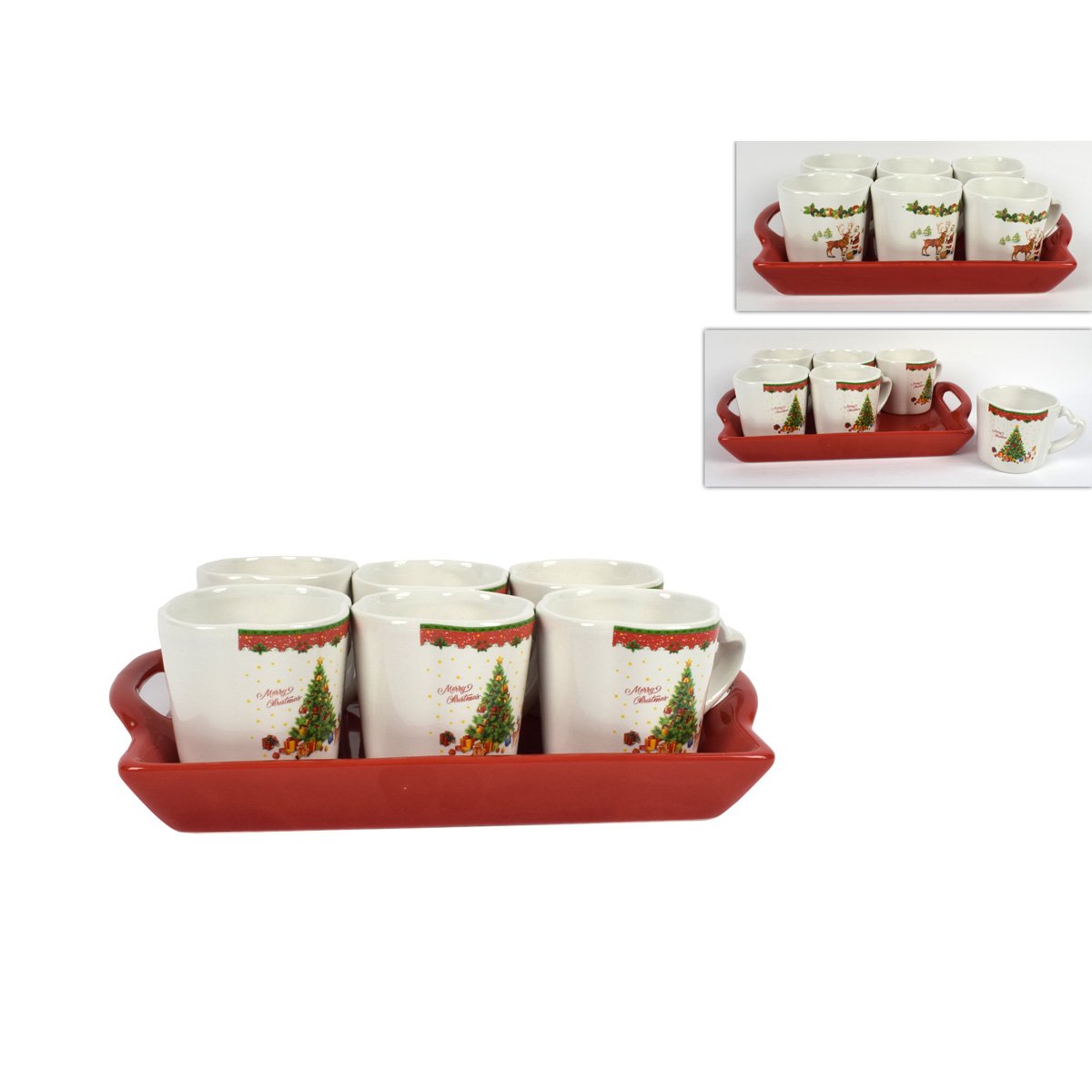Conjunto De 6 Ch&aacute;venas Com Tabuleiro Natal&iacute;cio