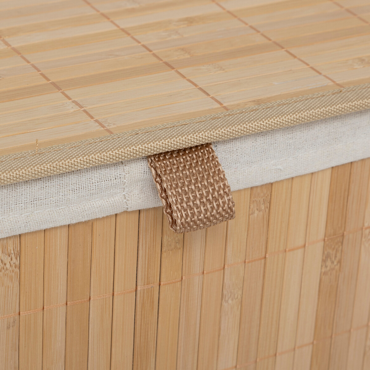 Cesto de roupa wc em bambu com tecido duplo