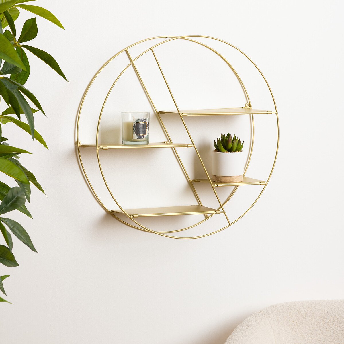 Estante suspensa LARA dourada em metal 50x13cm