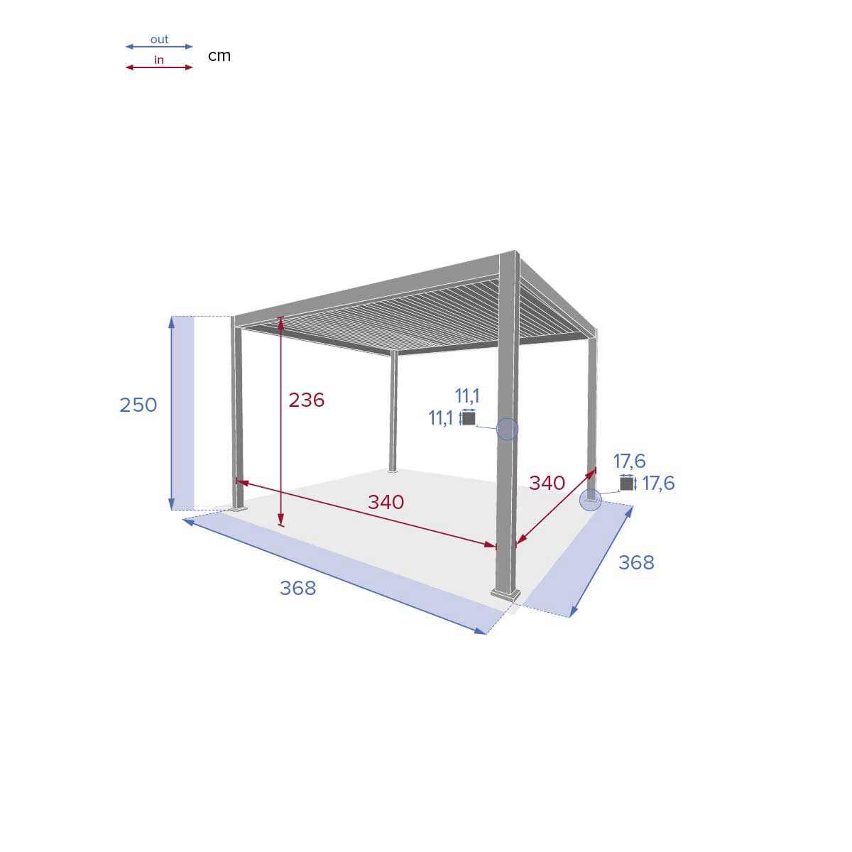 P&eacute;rgola &Eacute;VORA cinza graphite 3,6x3,6m