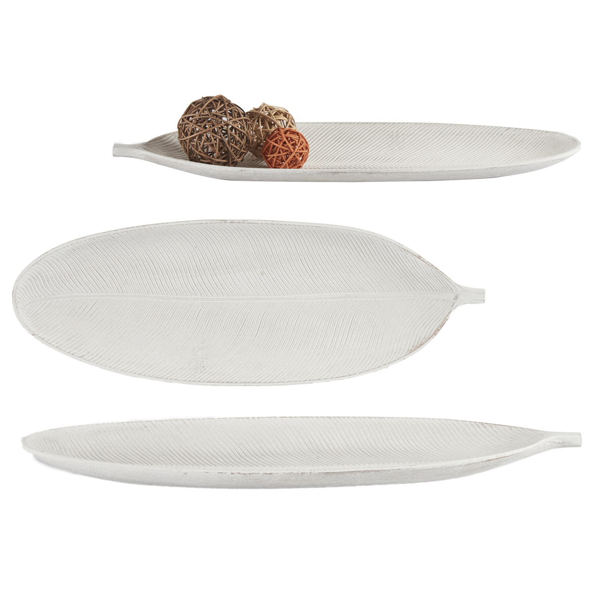 Centro de mesa em forma de folha branco