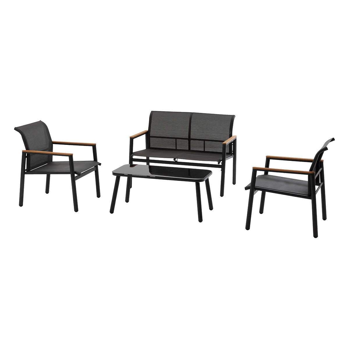 Conjunto de jardim RELAX 4 lugares cinza escuro