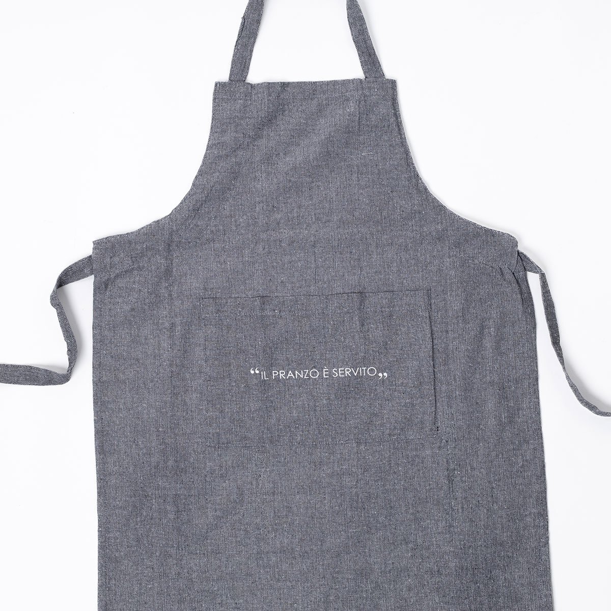 Avental de cozinha com frase cinza escuro 60x80cm