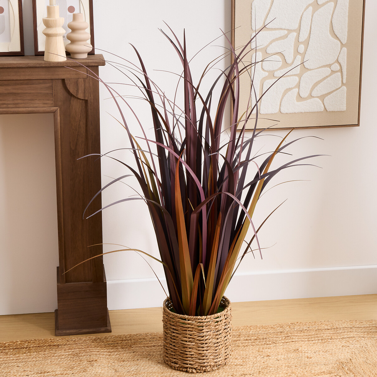 Planta artifical com vasinho de r&aacute;fia ZYA