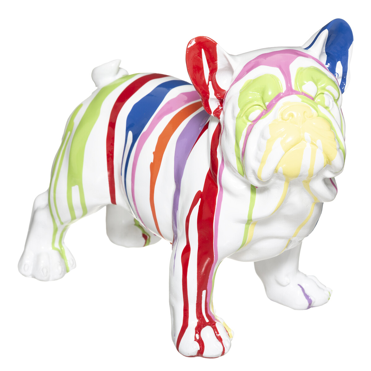 Figura c&atilde;o branco com riscas coloridas