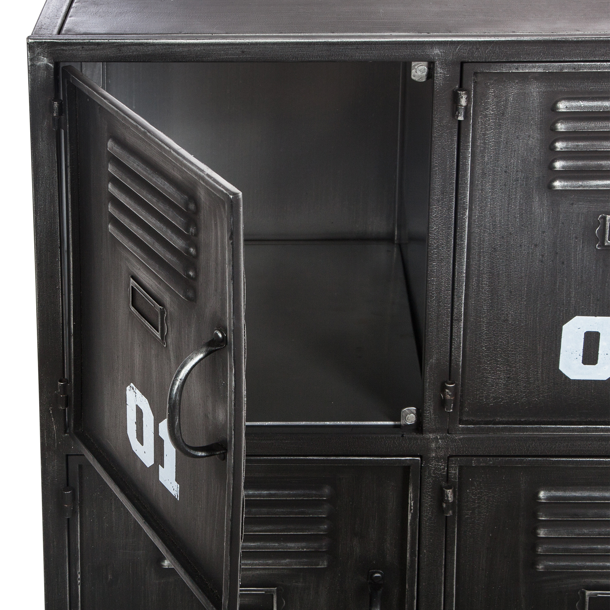 M&oacute;vel Preto Em Metal Com 6 Portas Sevin