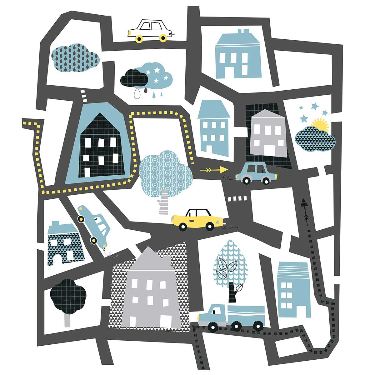 Capa de edred&atilde;o e capa de almofada ROUTE reversivel 140x200cm