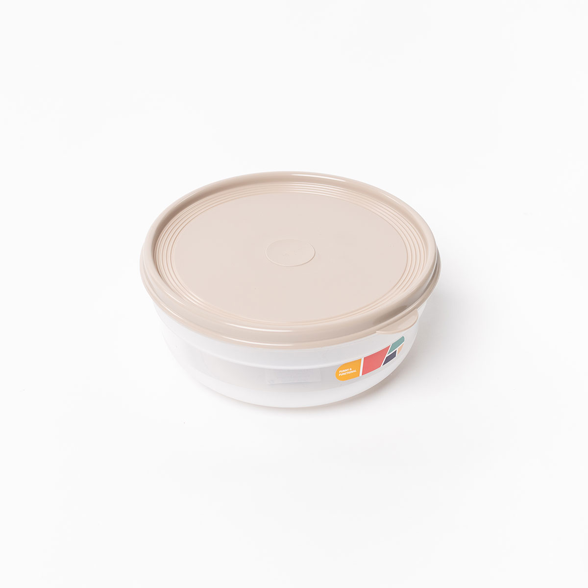 Caixa hermética redonda bege 1,3l