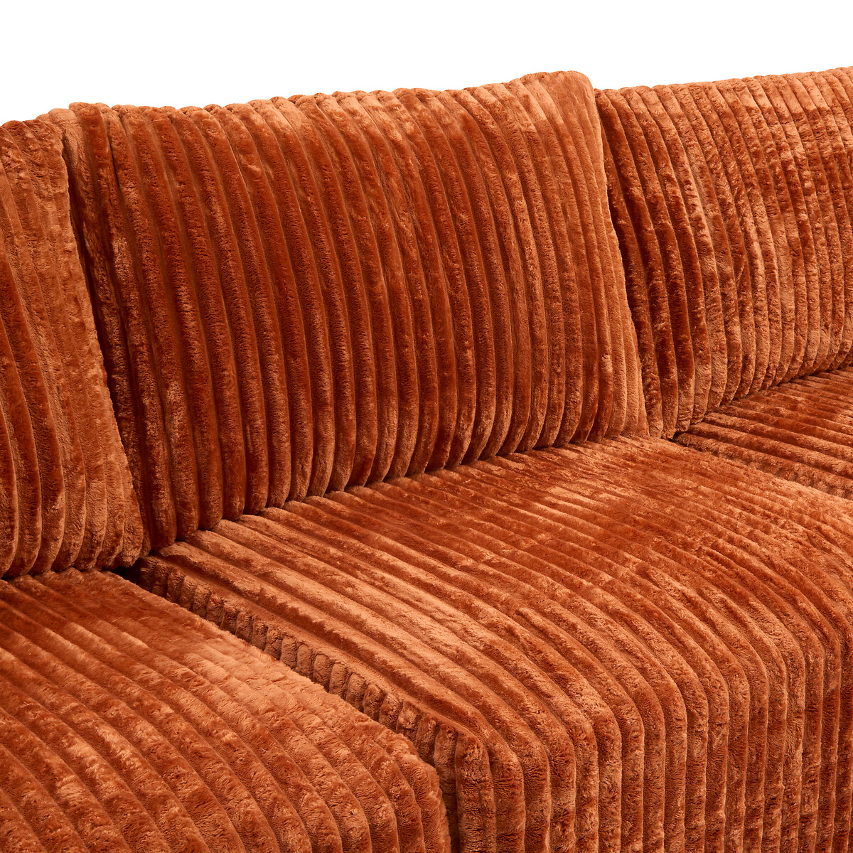 Sof&aacute; SOLKA tecido &acirc;mbar com chaise longue