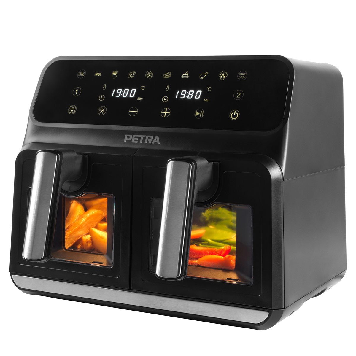 Fritadeira air fryer Petra preta com janela de vidro 7,6l