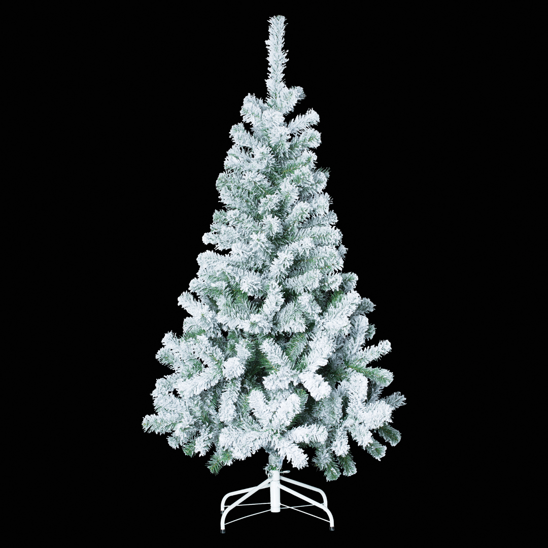 Árvore De Natal Floque Verde Com Efeito Neve 210cm