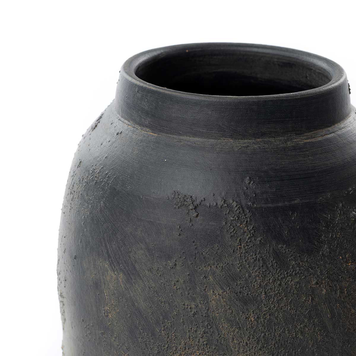 Jarra Preta Areia Em Cer&acirc;mica 22cm