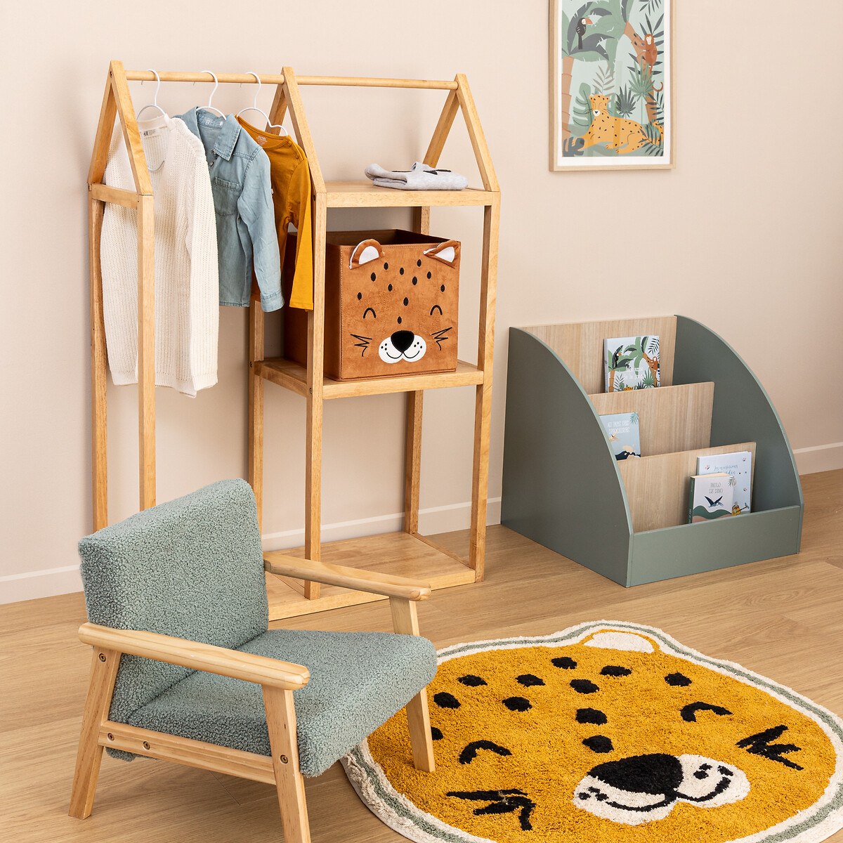 Cubo de arrumação leopardo veludo 29x29cm