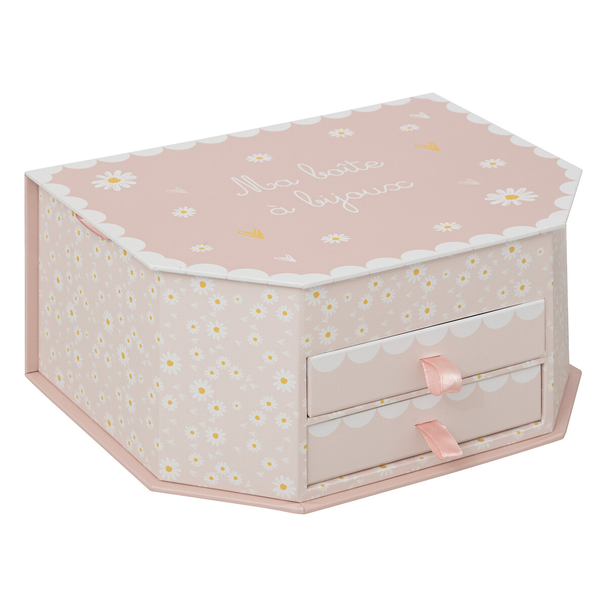 Guarda-joias com 2 gavetas LANA rosa 21cm