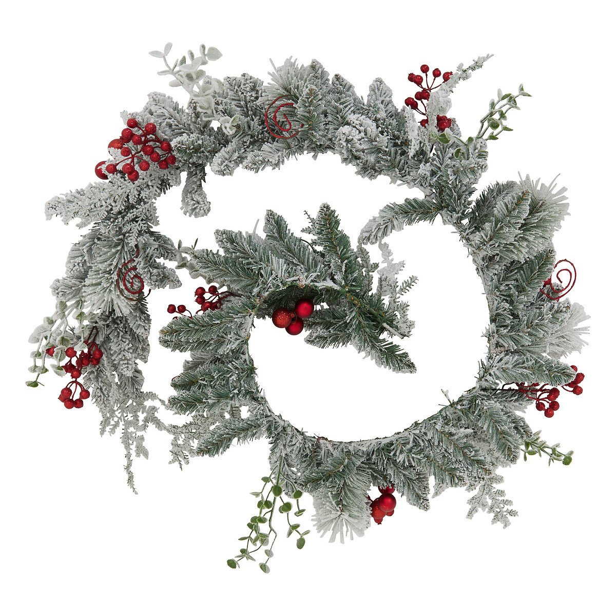 Grinalda com efeito neve e bagas 180cm