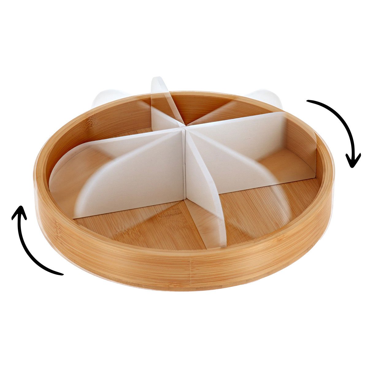 Organizador rotativo branco em bambu