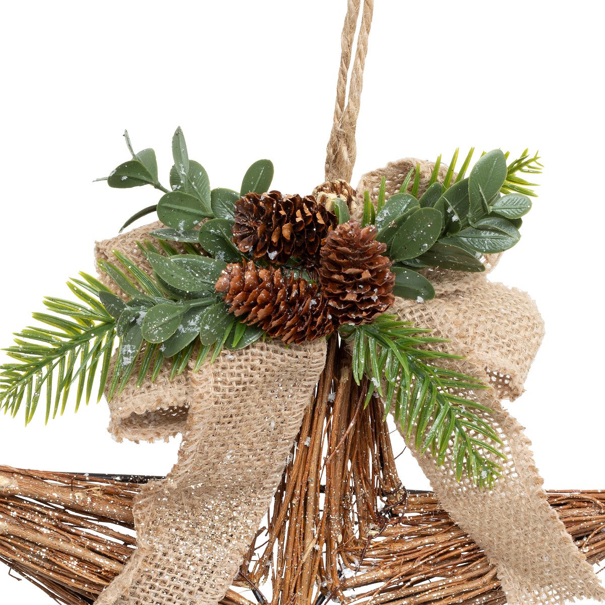 Estrela com la&ccedil;o e pinhas 25cm