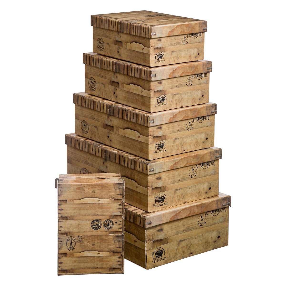 Conjunto de 6 caixas CAGETTE castanhas