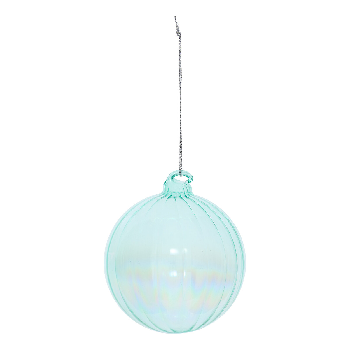 Bola de natal riscas azul 8cm