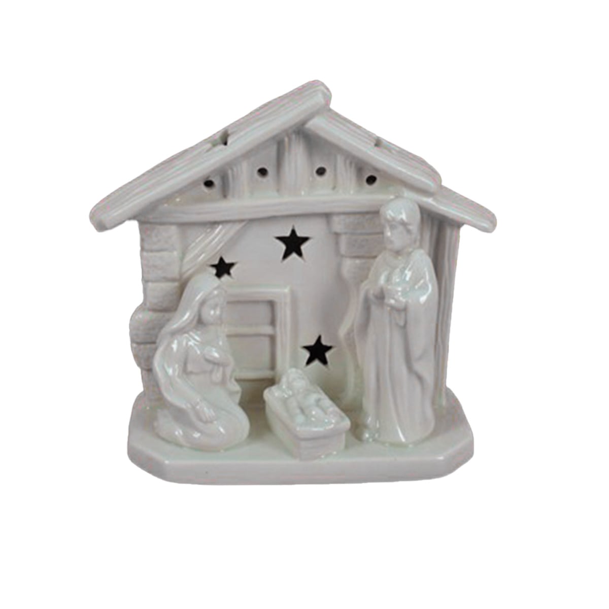 Pres&eacute;pio com cabana luminoso branco