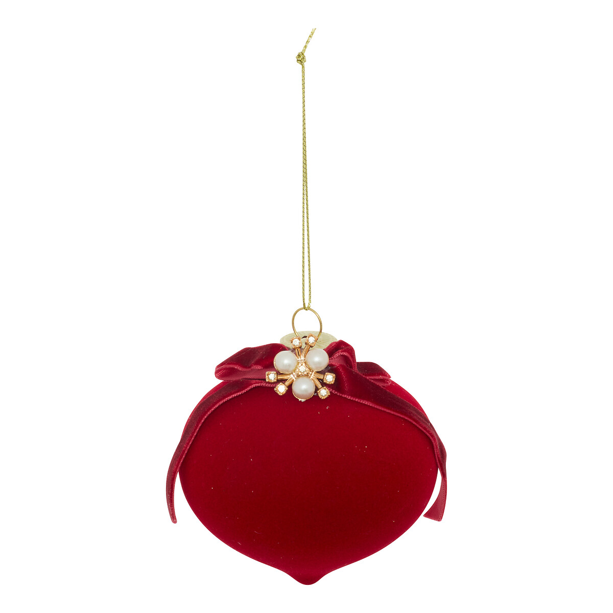 Bola de natal com p&eacute;rola bordeaux 8cm