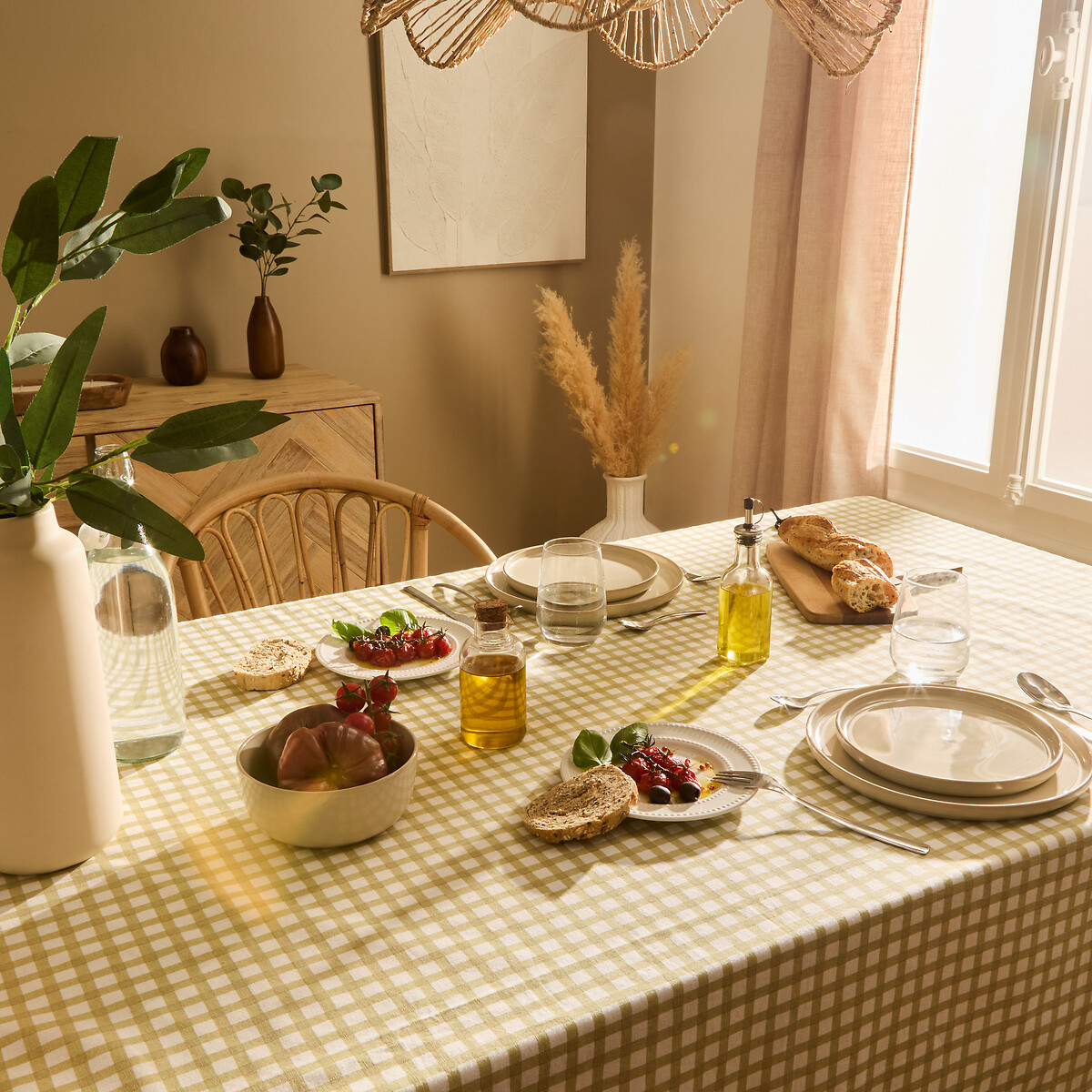 Toalha de mesa FLEUR DE ROSE verde 150x250cm