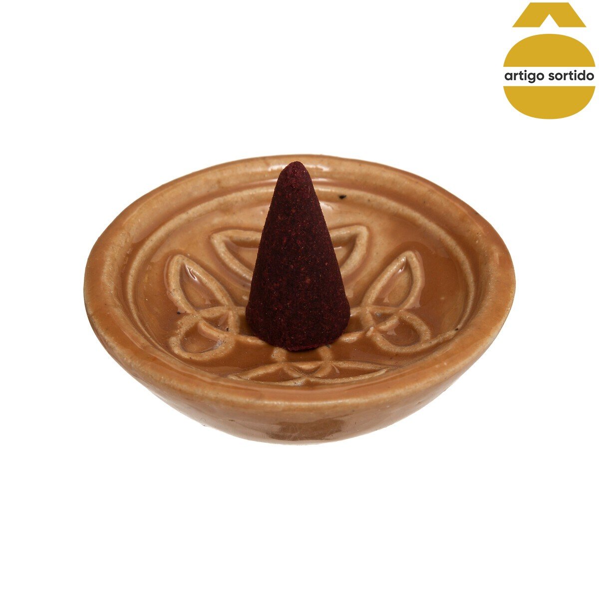 Conjunto de 30 cones de incenso com queimador em cer&acirc;mica