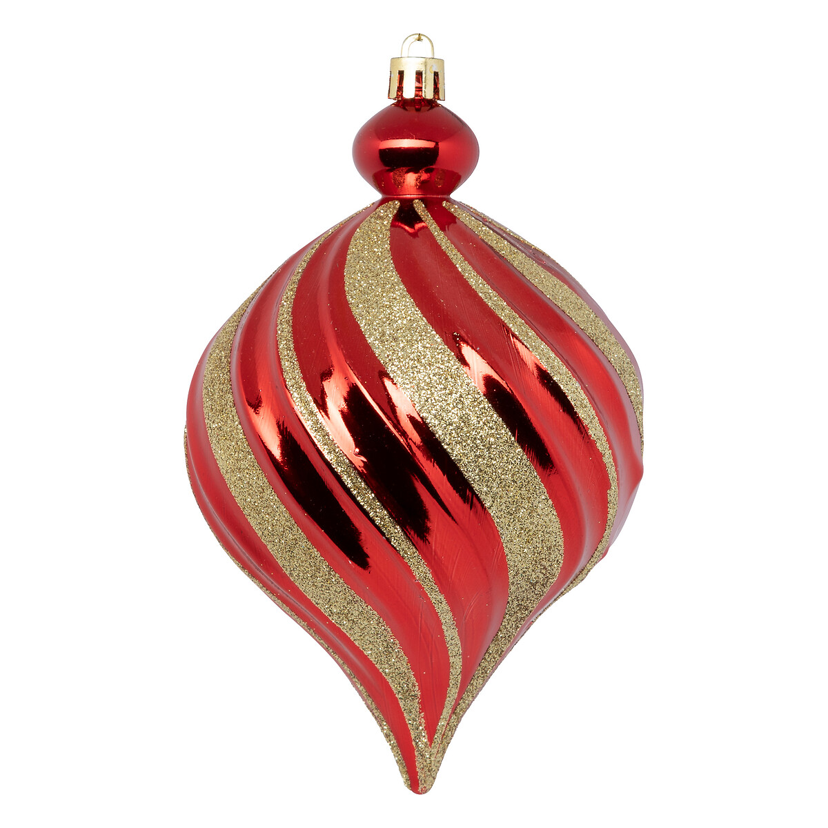 Conjunto de 6 bolas/gotas vermelho e dourado 10cm