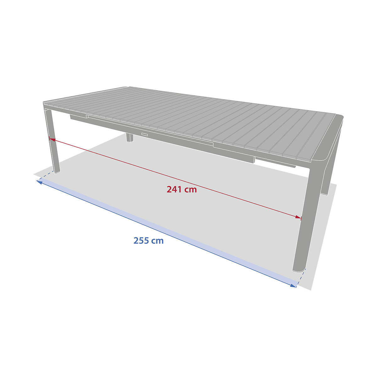 Mesa extens&iacute;vel PARADISE em madeira ac&aacute;cia e alum&iacute;nio