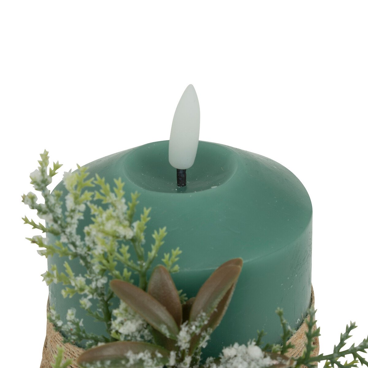 Vela com pinhas e bagas verde 12,5cm,  Vela com pinhas e bagas verde 12,5cm