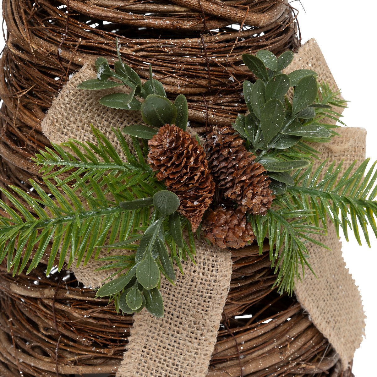 Cone decorativo ramos com laço em juta 37cm