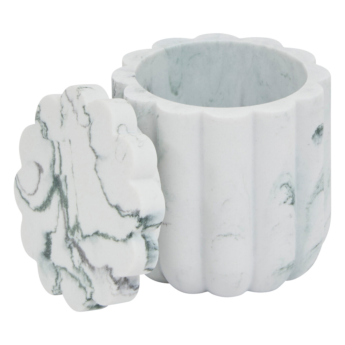 Frasco para algod&atilde;o MARBY branco em poliresina