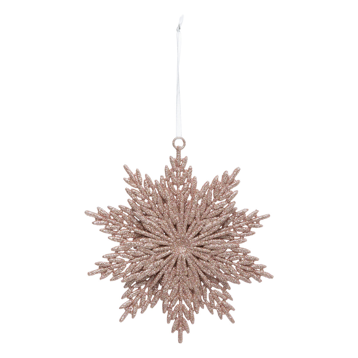Pendurante de floco de neve rosa com glitter 12cm