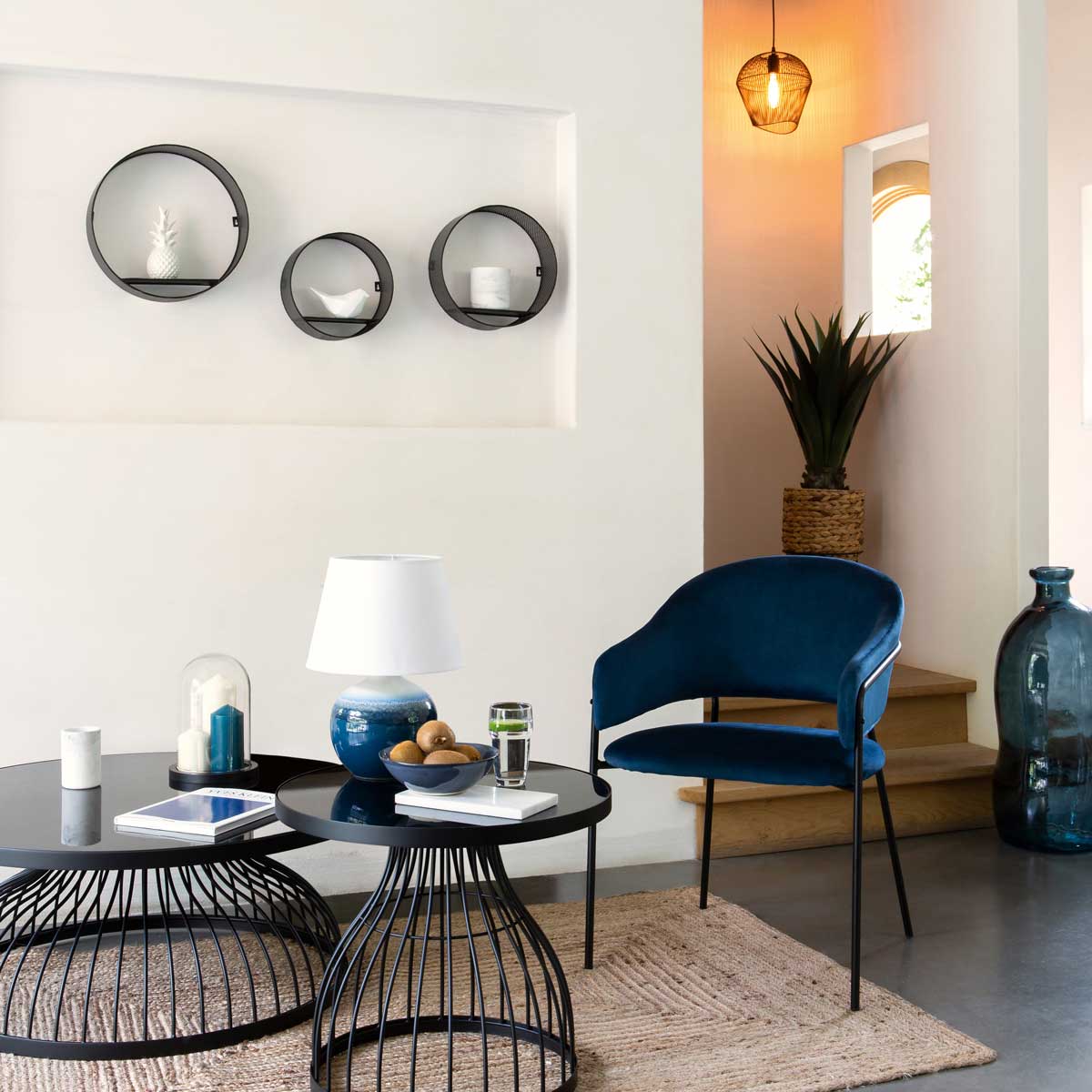 Candeeiro de teto JENA preto em metal 25cm