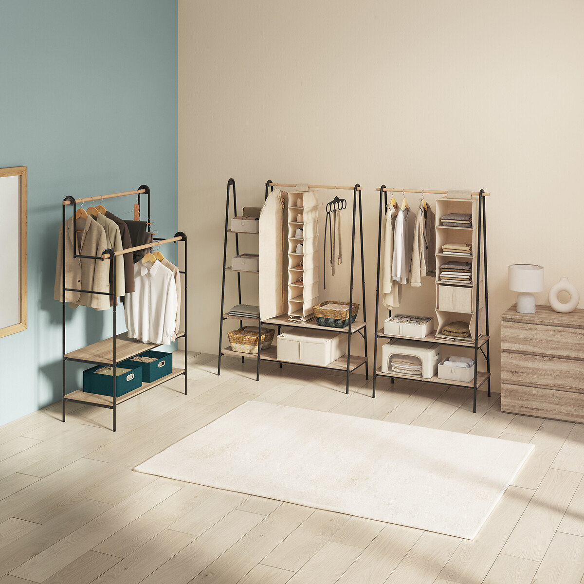 Caixa de arrumação azul petróleo 31x31cm