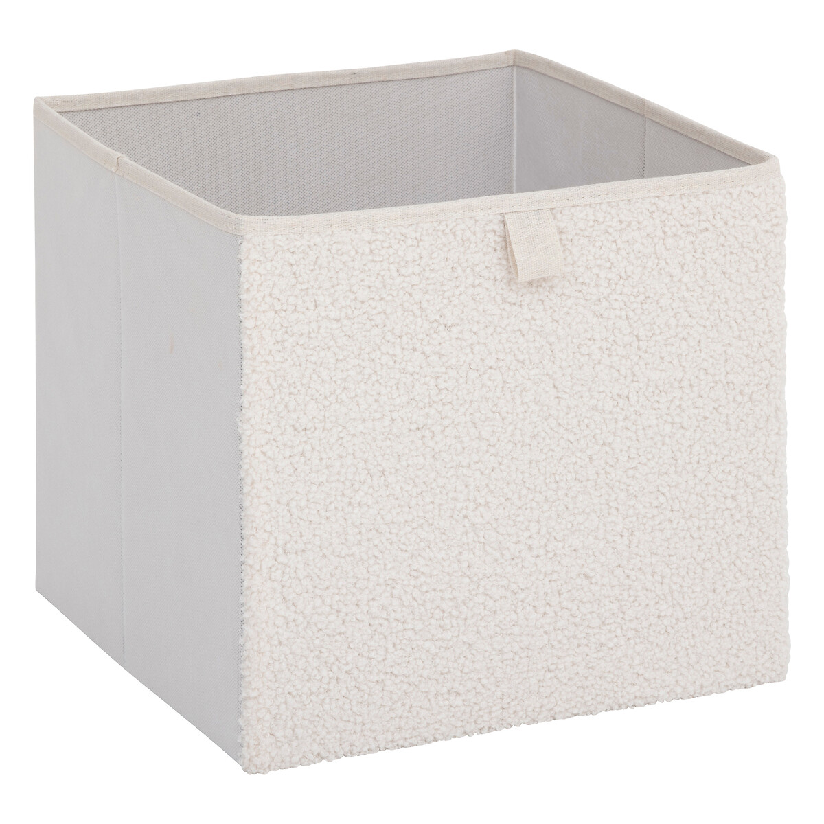 Caixa de arruma&ccedil;&atilde;o branco em boucl&eacute; 31x31cm