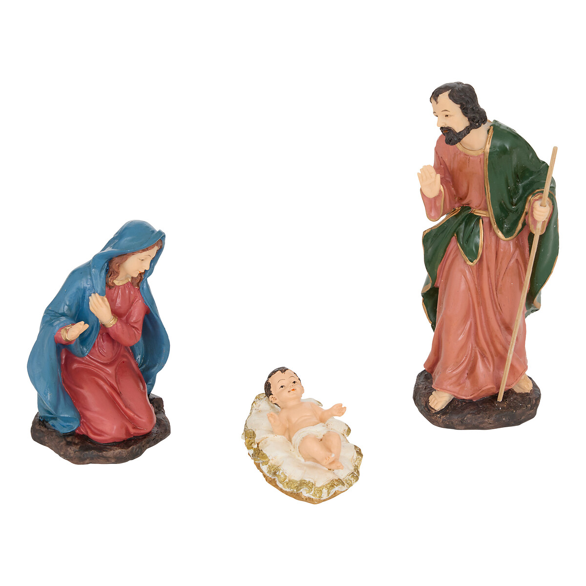 Pres&eacute;pio com 3 figuras 7x7x19cm