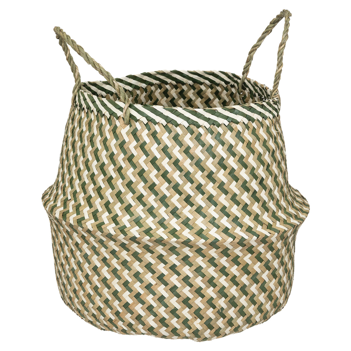 Cesto decorativo ELIE seagrass verde com pegas