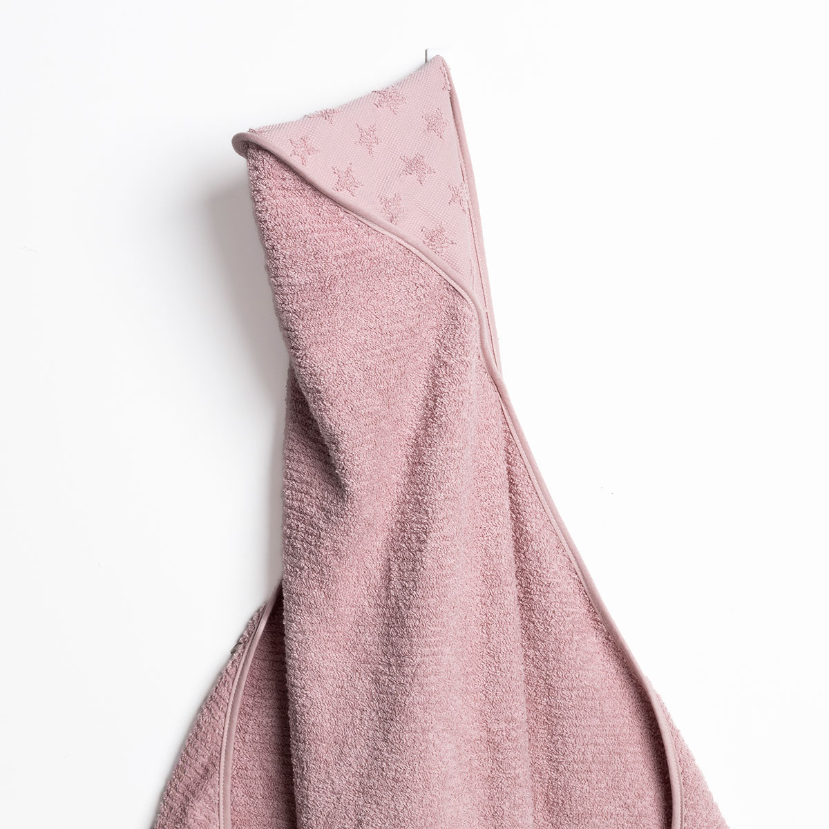 Toalha de banho com capuz rosa com estrelas 100x100cm