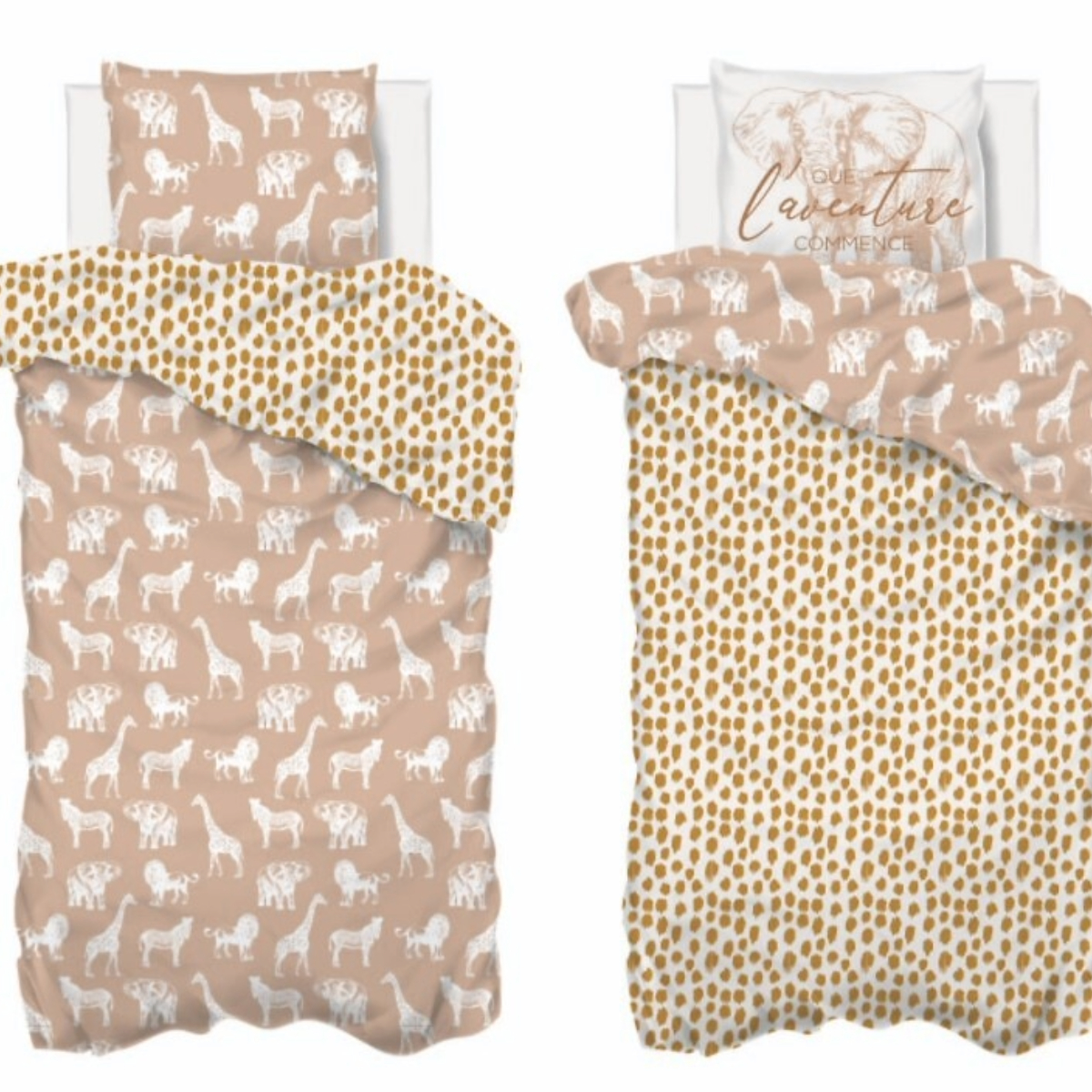 Capa de edredão e capa de almofada reversivel SAVANE 140x200cm