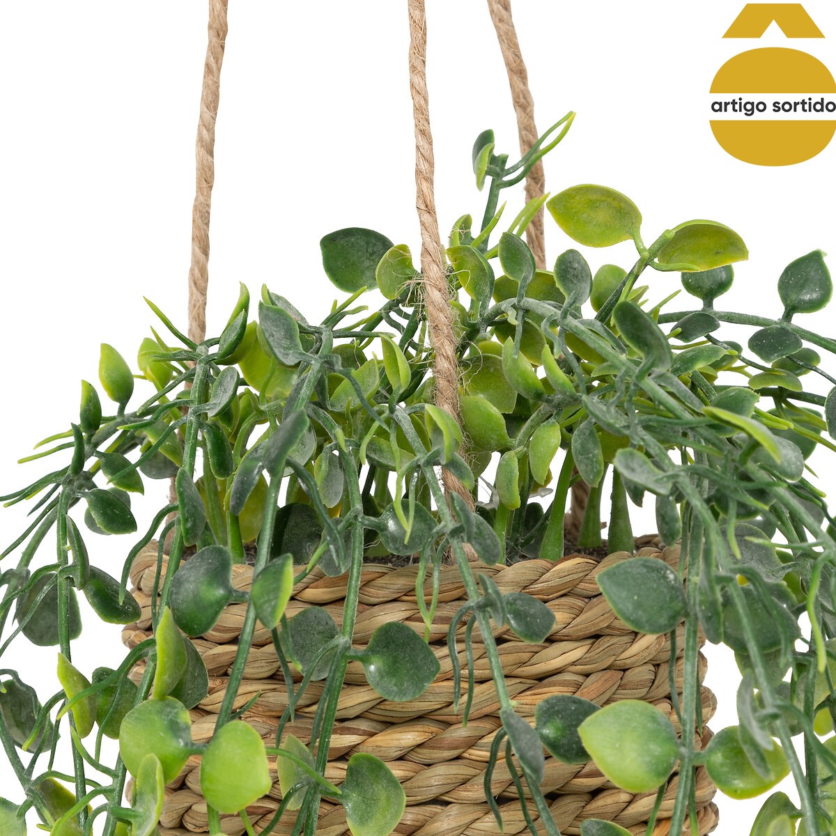 Vaso suspenso com planta artificial 50cm