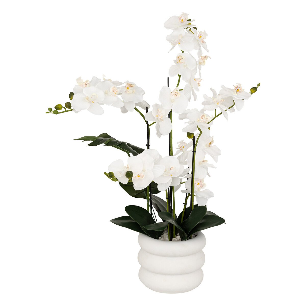 Vaso com orqu&iacute;dea artificial MICK branca 80cm